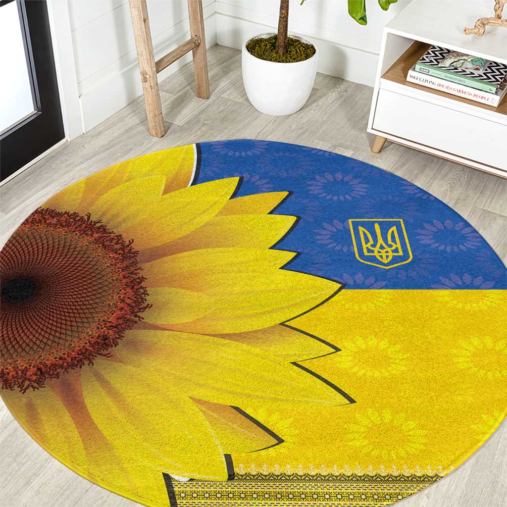 Ukraine National Flag Day Round Carpet 23 August with Sunflower