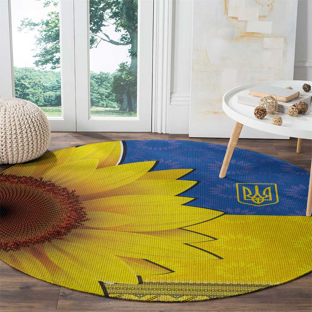 Ukraine National Flag Day Round Carpet 23 August with Sunflower