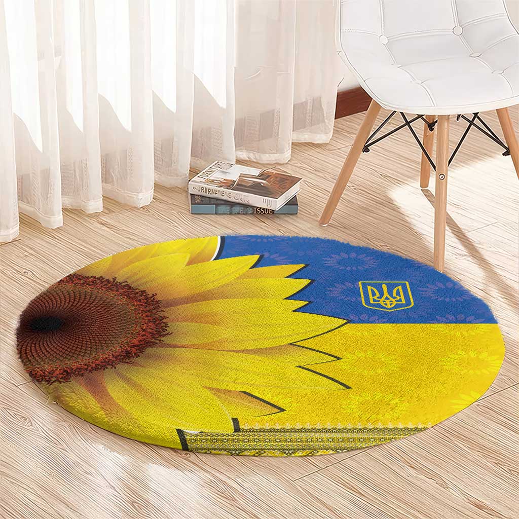 Ukraine National Flag Day Round Carpet 23 August with Sunflower
