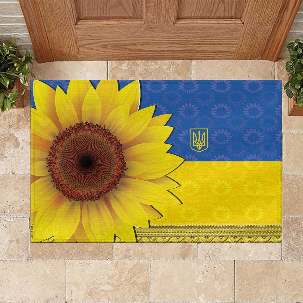 Ukraine National Flag Day Rubber Doormat 23 August with Sunflower