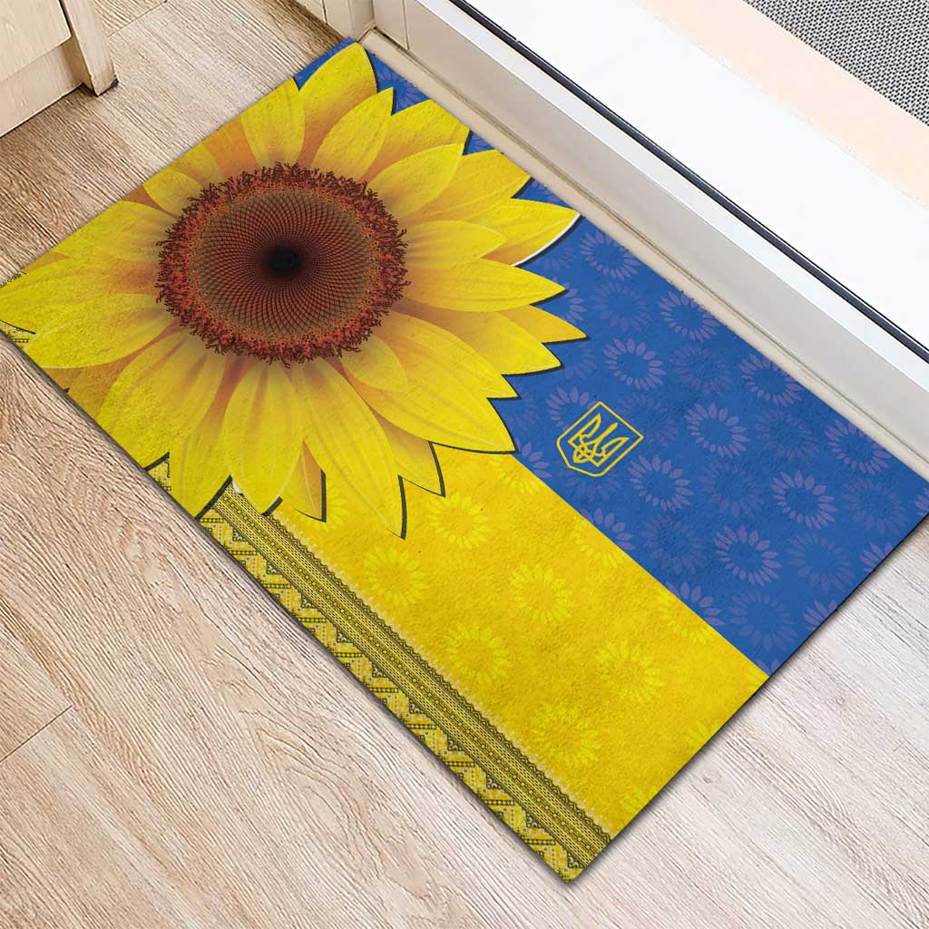 Ukraine National Flag Day Rubber Doormat 23 August with Sunflower