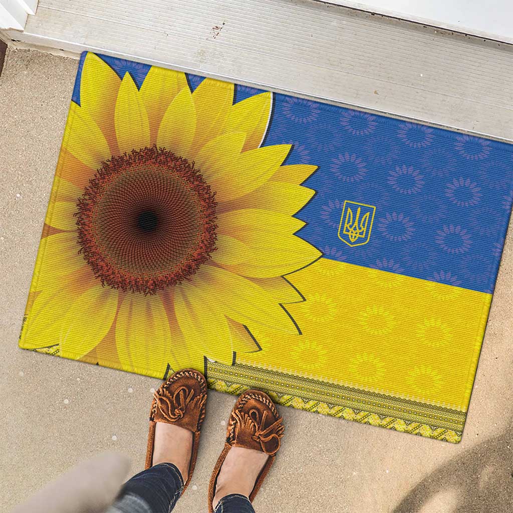 Ukraine National Flag Day Rubber Doormat 23 August with Sunflower
