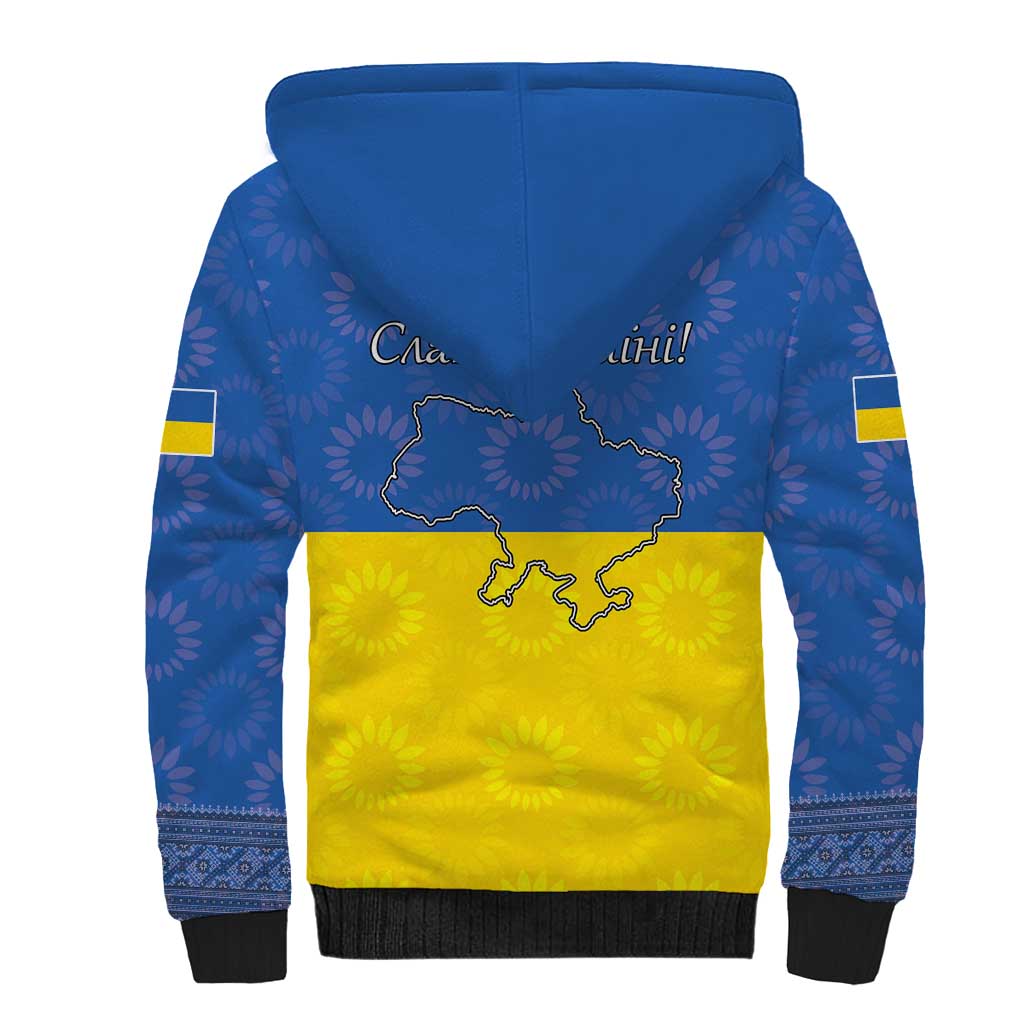 Ukraine National Flag Day Sherpa Hoodie 23 August with Sunflower