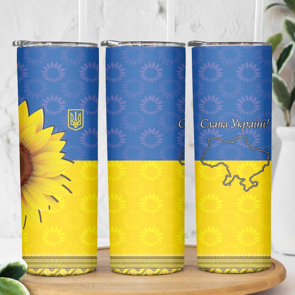 Ukraine National Flag Day Skinny Tumbler 23 August with Sunflower