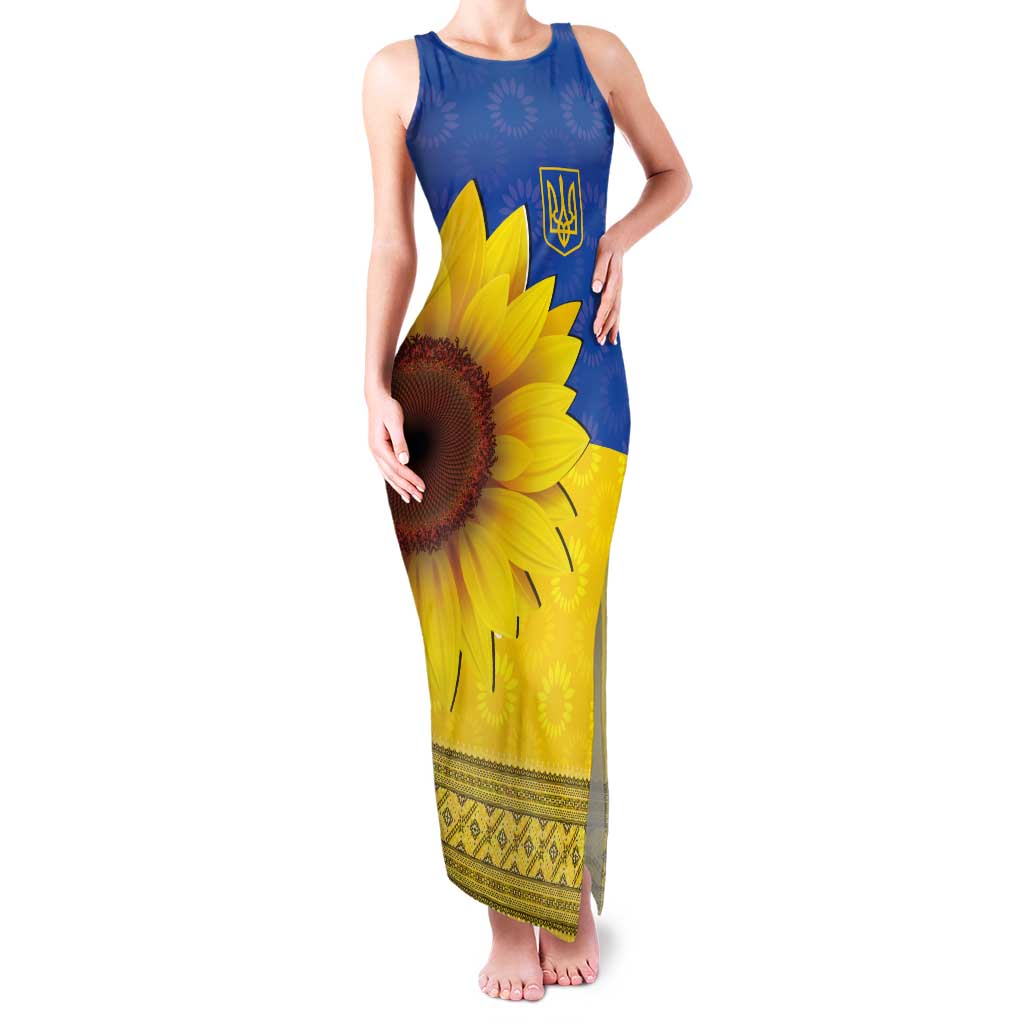Ukraine National Flag Day Tank Maxi Dress 23 August with Sunflower