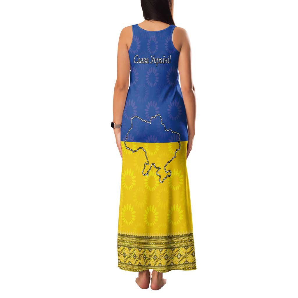 Ukraine National Flag Day Tank Maxi Dress 23 August with Sunflower