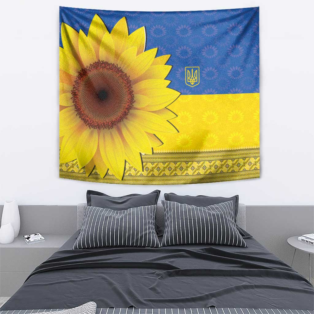 Ukraine National Flag Day Tapestry 23 August with Sunflower