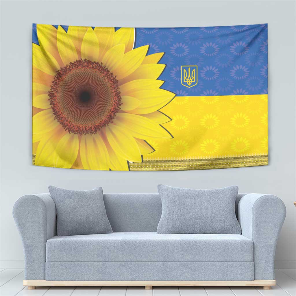 Ukraine National Flag Day Tapestry 23 August with Sunflower