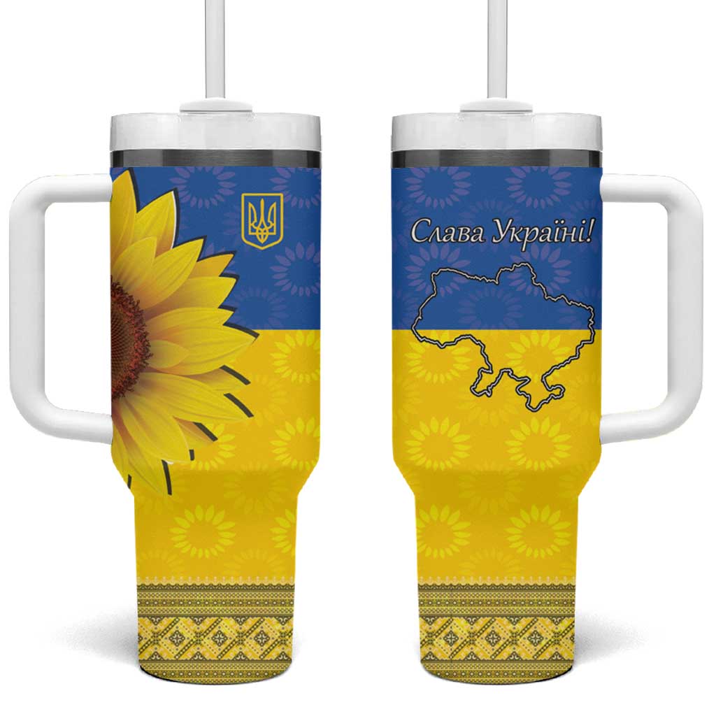 Ukraine National Flag Day Tumbler With Handle 23 August with Sunflower