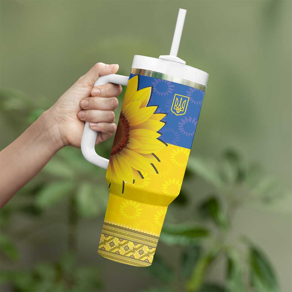 Ukraine National Flag Day Tumbler With Handle 23 August with Sunflower
