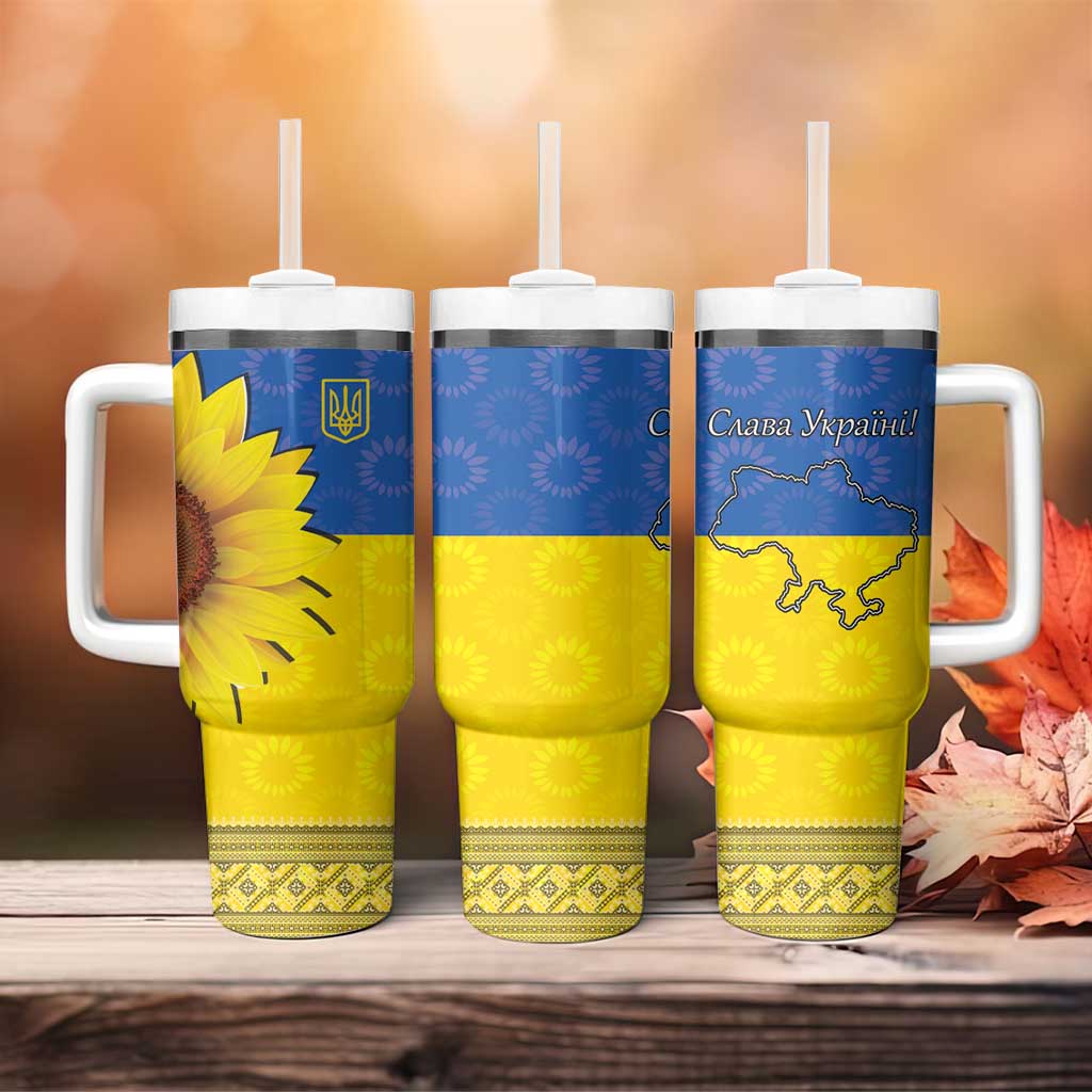 Ukraine National Flag Day Tumbler With Handle 23 August with Sunflower