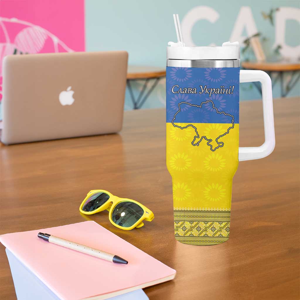 Ukraine National Flag Day Tumbler With Handle 23 August with Sunflower
