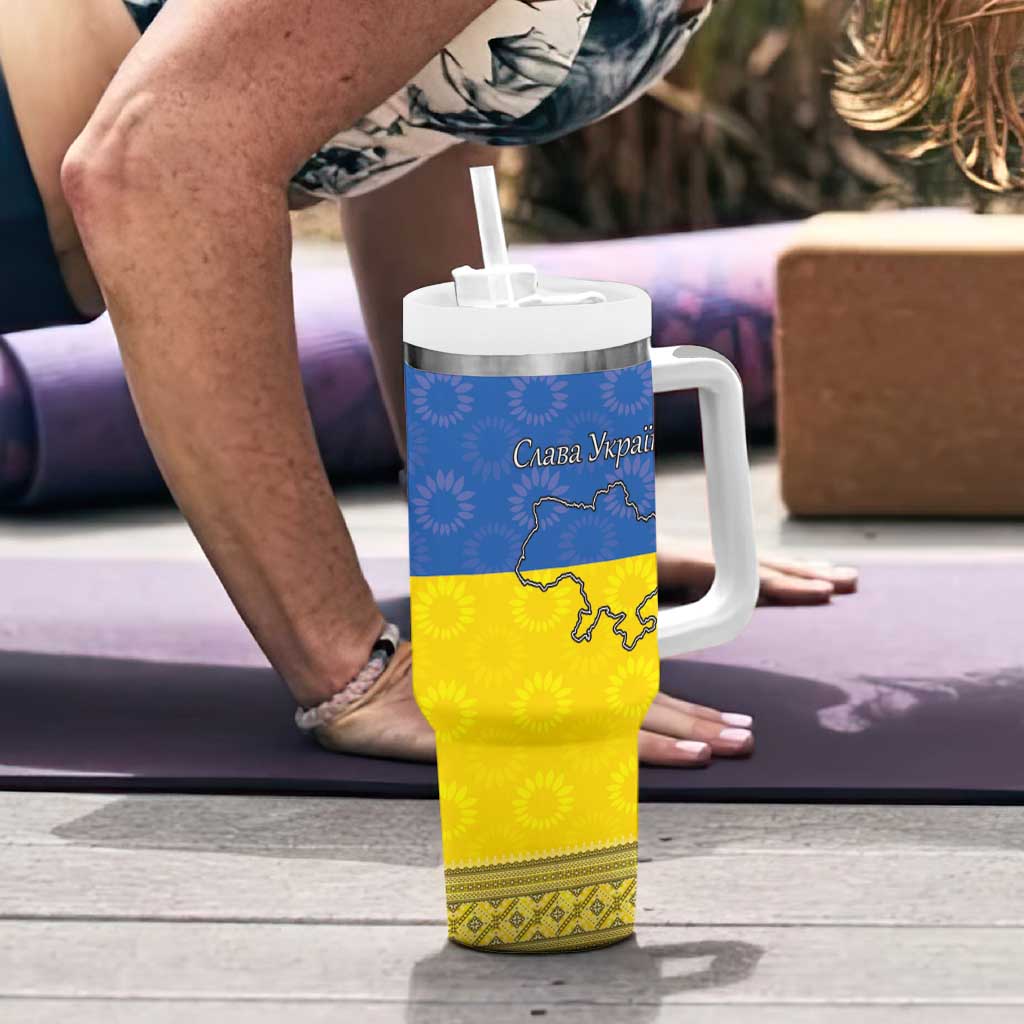Ukraine National Flag Day Tumbler With Handle 23 August with Sunflower