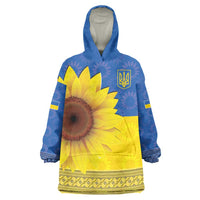 Ukraine National Flag Day Wearable Blanket Hoodie 23 August with Sunflower