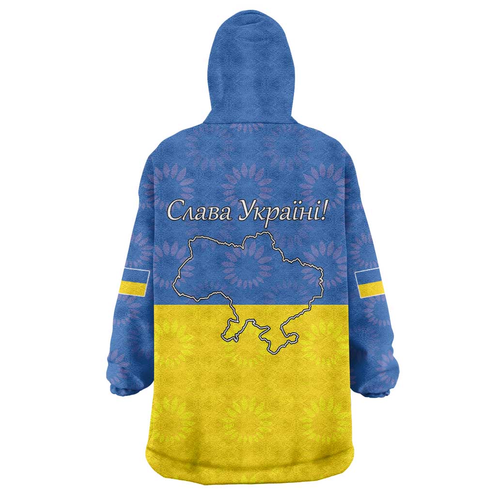 Ukraine National Flag Day Wearable Blanket Hoodie 23 August with Sunflower