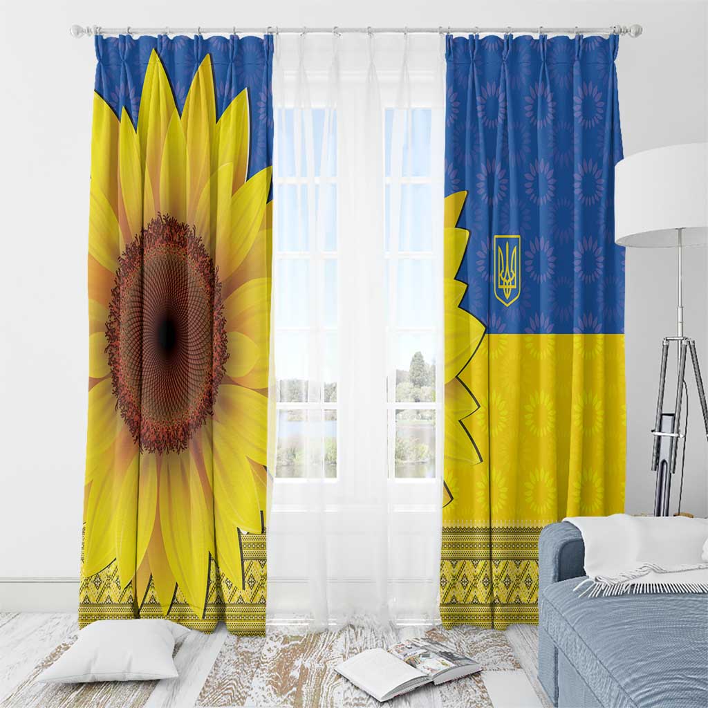 Ukraine National Flag Day Window Curtain 23 August with Sunflower