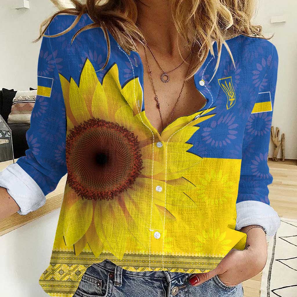 Ukraine National Flag Day Women Casual Shirt 23 August with Sunflower