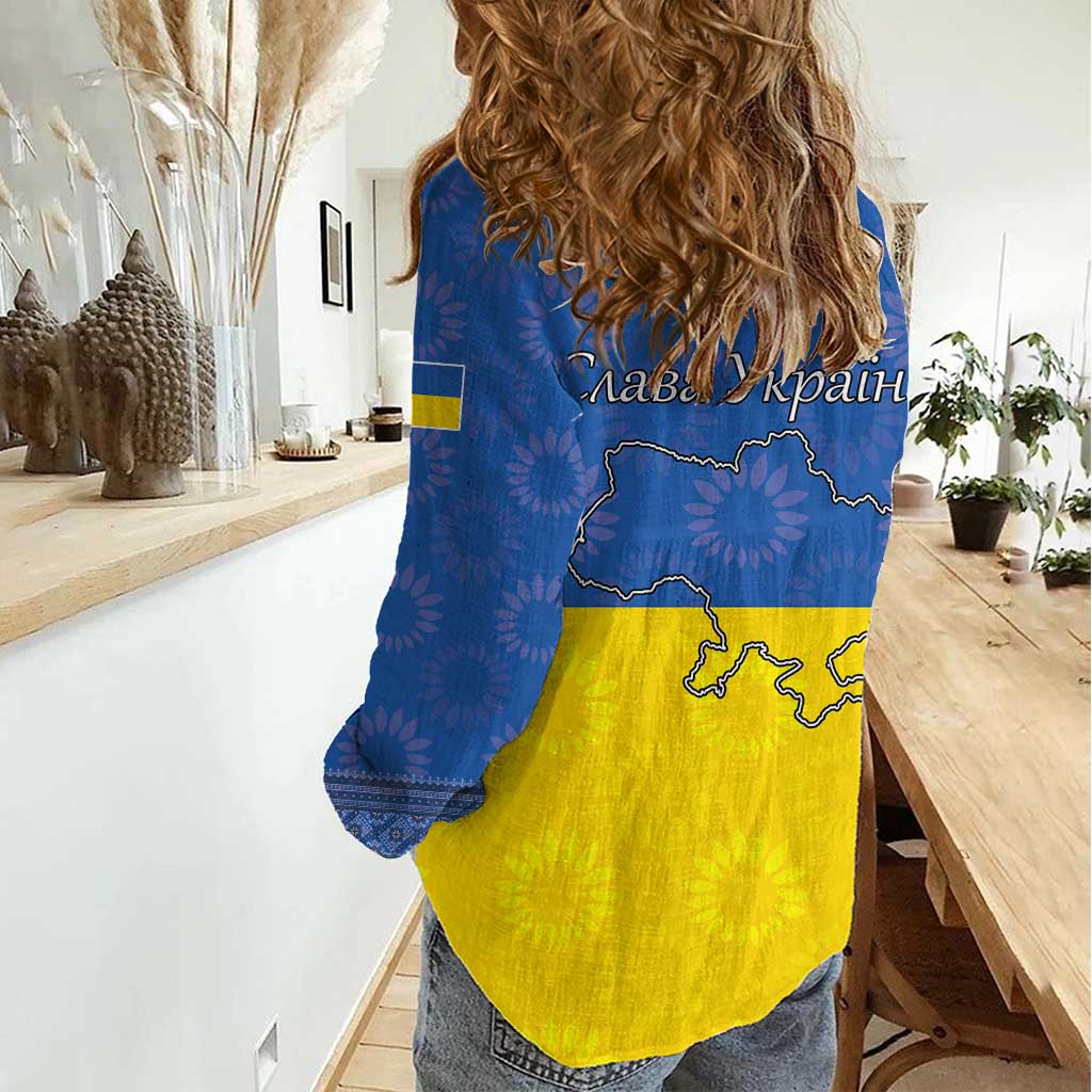Ukraine National Flag Day Women Casual Shirt 23 August with Sunflower