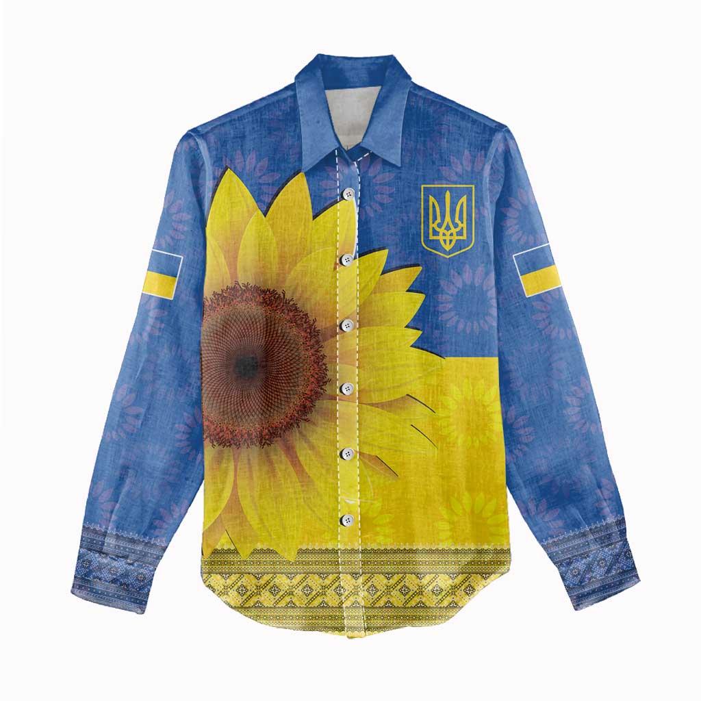 Ukraine National Flag Day Women Casual Shirt 23 August with Sunflower