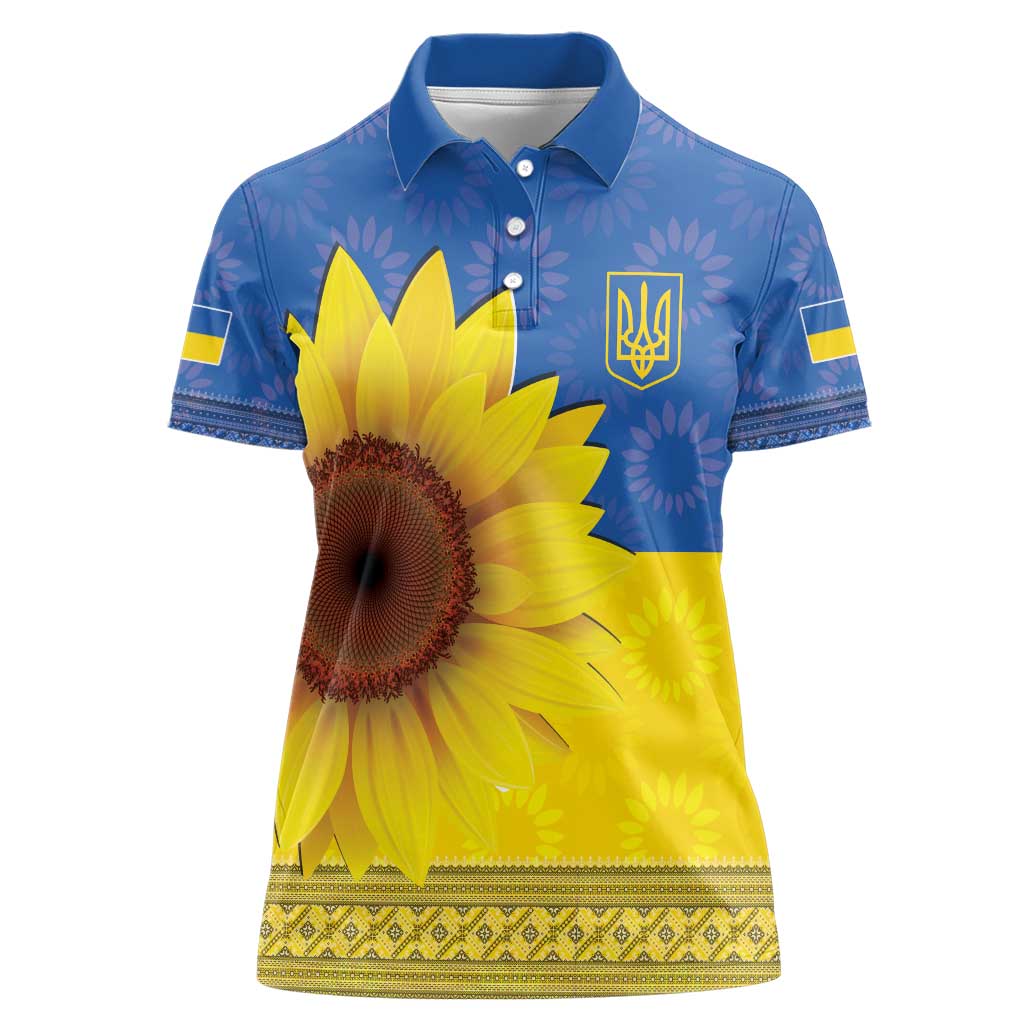 Ukraine National Flag Day Women Polo Shirt 23 August with Sunflower