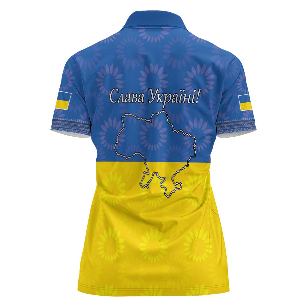 Ukraine National Flag Day Women Polo Shirt 23 August with Sunflower