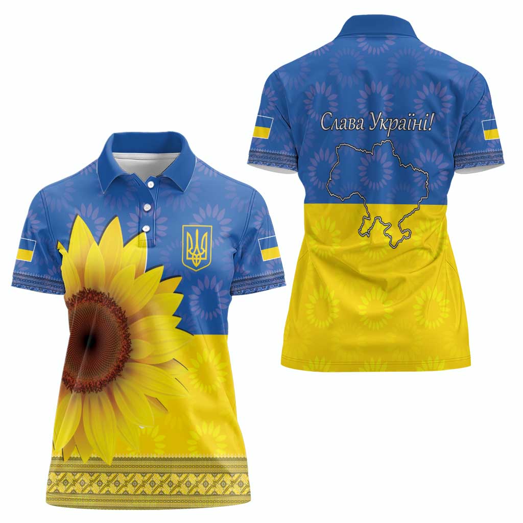 Ukraine National Flag Day Women Polo Shirt 23 August with Sunflower