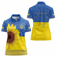 Ukraine National Flag Day Women Polo Shirt 23 August with Sunflower