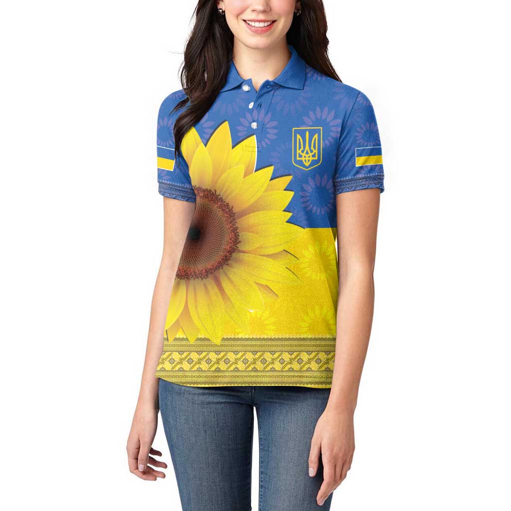 Ukraine National Flag Day Women Polo Shirt 23 August with Sunflower