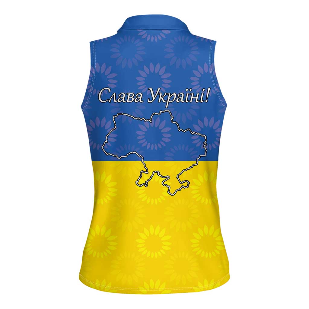 Ukraine National Flag Day Women Sleeveless Polo Shirt 23 August with Sunflower