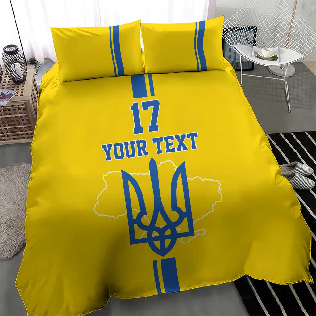 Custom Ukraine Football Bedding Set Yellow Style