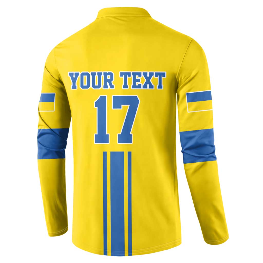 Custom Ukraine Football Button Sweatshirt Yellow Style