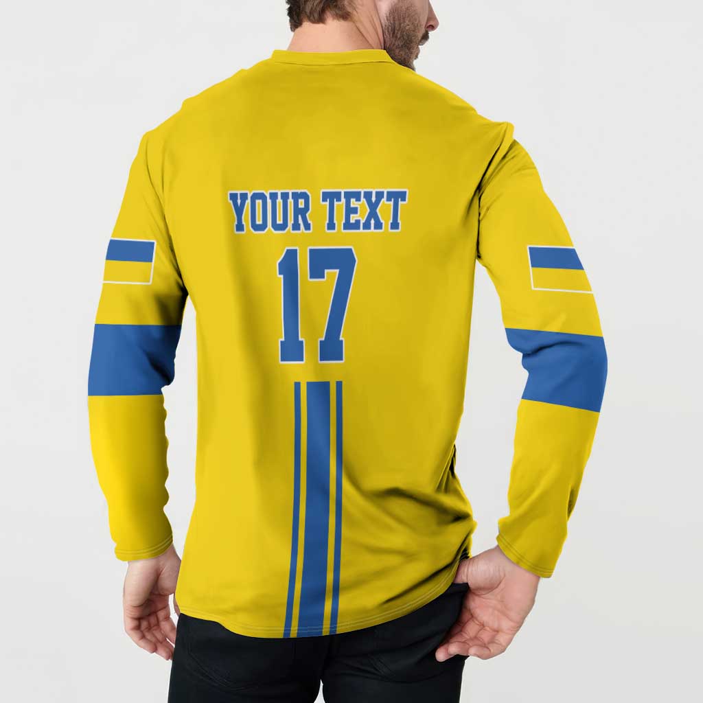 Custom Ukraine Football Button Sweatshirt Yellow Style