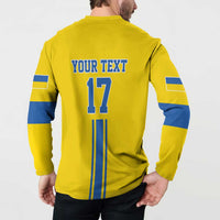 Custom Ukraine Football Button Sweatshirt Yellow Style