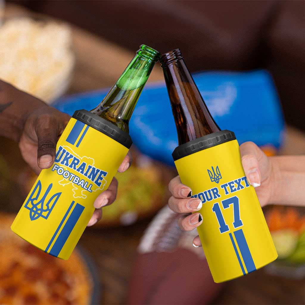 Custom Ukraine Football 4 in 1 Can Cooler Tumbler Yellow Style