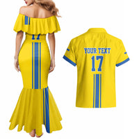 Custom Ukraine Football Couples Matching Mermaid Dress and Hawaiian Shirt Yellow Style