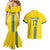 Custom Ukraine Football Couples Matching Mermaid Dress and Hawaiian Shirt Yellow Style