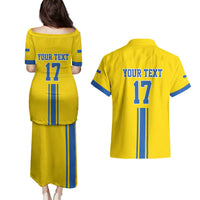 Custom Ukraine Football Couples Matching Puletasi and Hawaiian Shirt Yellow Style