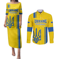 Custom Ukraine Football Couples Matching Puletasi and Long Sleeve Button Shirt Yellow Style