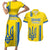 Custom Ukraine Football Couples Matching Short Sleeve Bodycon Dress and Hawaiian Shirt Yellow Style