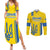 Custom Ukraine Football Couples Matching Summer Maxi Dress and Long Sleeve Button Shirt Yellow Style