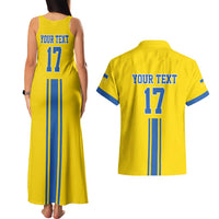 Custom Ukraine Football Couples Matching Tank Maxi Dress and Hawaiian Shirt Yellow Style