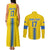 Custom Ukraine Football Couples Matching Tank Maxi Dress and Long Sleeve Button Shirt Yellow Style