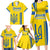 Custom Ukraine Football Family Matching Long Sleeve Bodycon Dress and Hawaiian Shirt Yellow Style