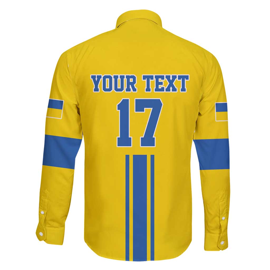 Custom Ukraine Football Family Matching Long Sleeve Bodycon Dress and Hawaiian Shirt Yellow Style