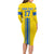 Custom Ukraine Football Family Matching Long Sleeve Bodycon Dress and Hawaiian Shirt Yellow Style