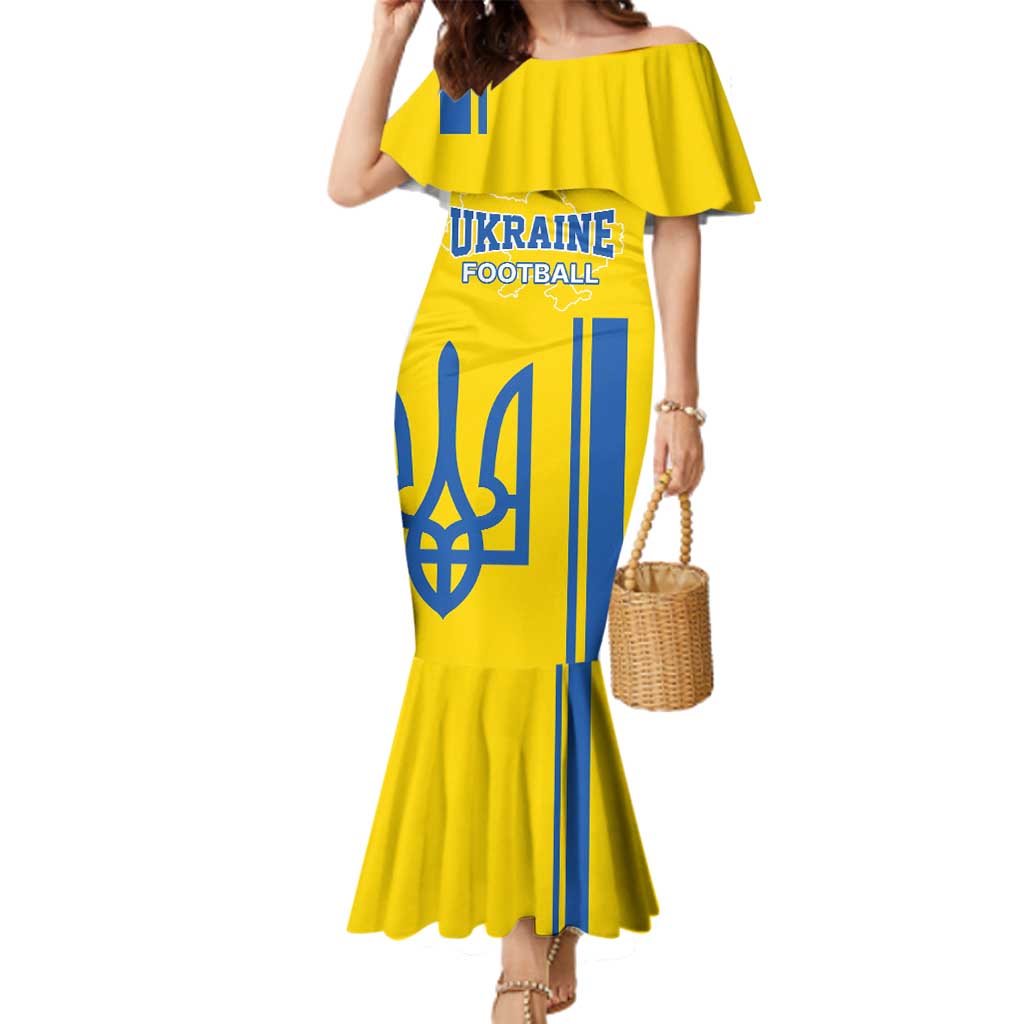 Custom Ukraine Football Family Matching Mermaid Dress and Hawaiian Shirt Yellow Style