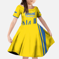 Custom Ukraine Football Family Matching Off The Shoulder Long Sleeve Dress and Hawaiian Shirt Yellow Style