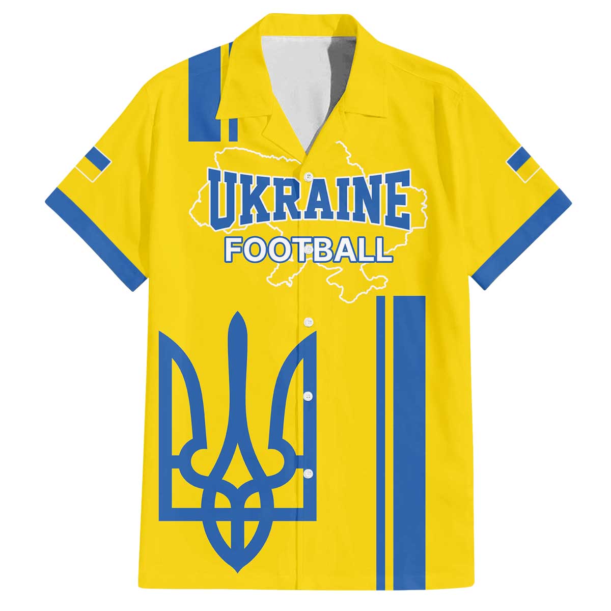 Custom Ukraine Football Family Matching Off The Shoulder Long Sleeve Dress and Hawaiian Shirt Yellow Style