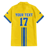 Custom Ukraine Football Family Matching Off The Shoulder Long Sleeve Dress and Hawaiian Shirt Yellow Style