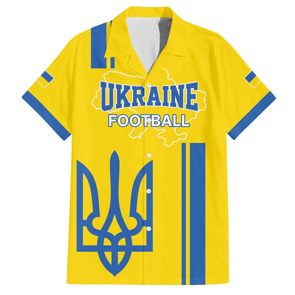 Custom Ukraine Football Family Matching Off Shoulder Short Dress and Hawaiian Shirt Yellow Style